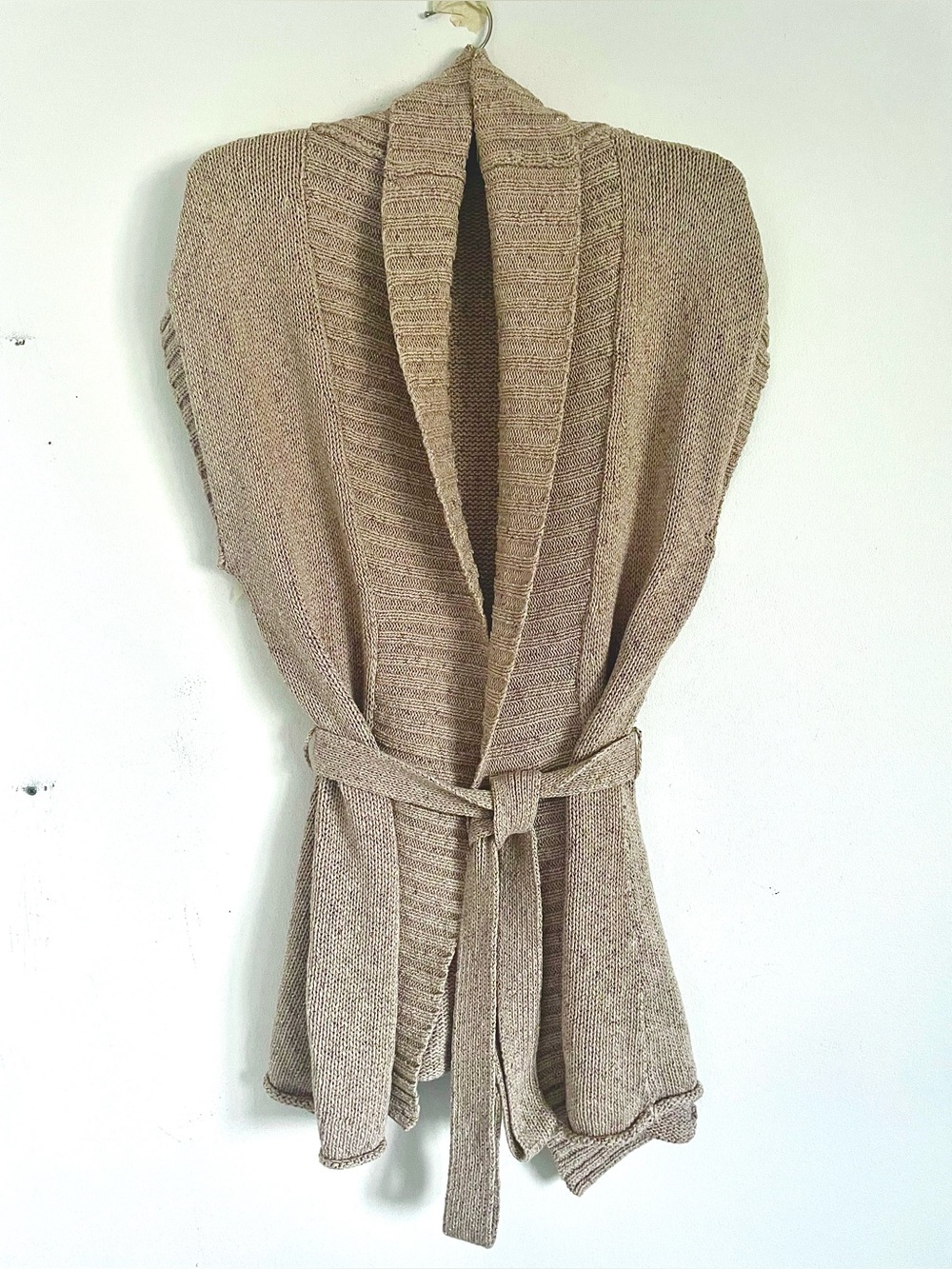 J. Jill Shawl Collar Metallic Belted Cardigan Vest Size SP Sleeveless